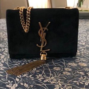YSL tassel chain bag (suede) black and gold.